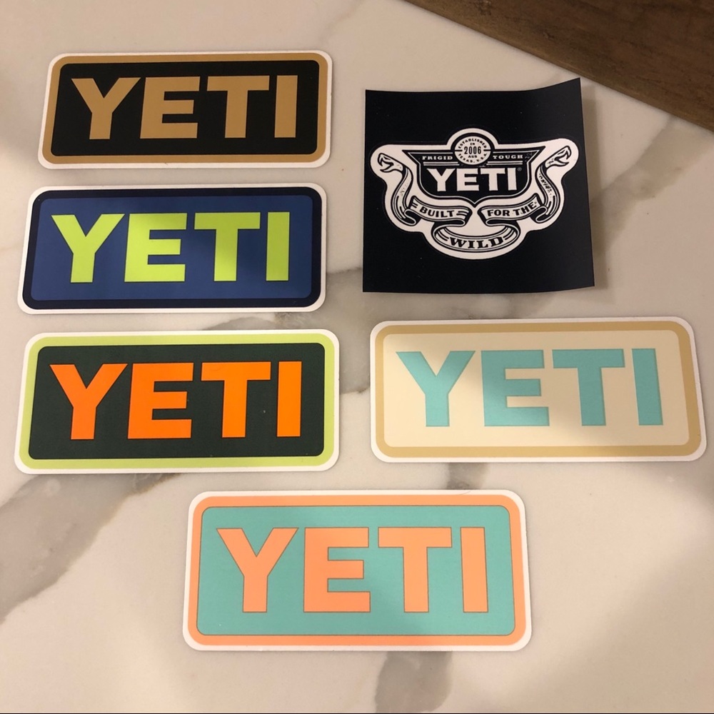 NEW 6 Colorful YETI Logo Stickers